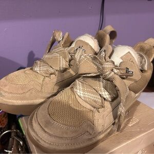 UGG Tan High-Top Sneakers with Cream Accents